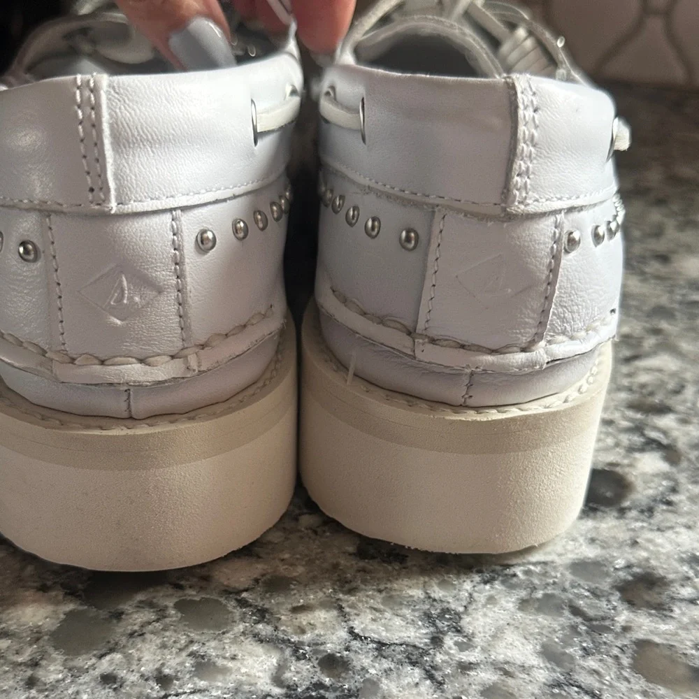 Rebecca Minkoff White Loafers with Silver Accents - Picture 6 of 6